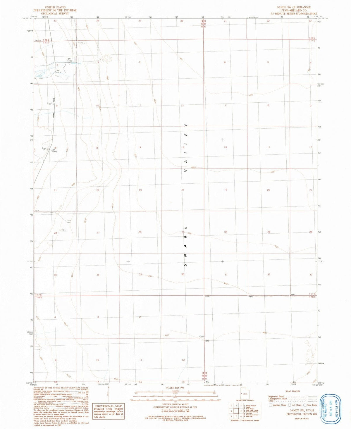 1991 Gandy, UT - Utah - USGS Topographic Map