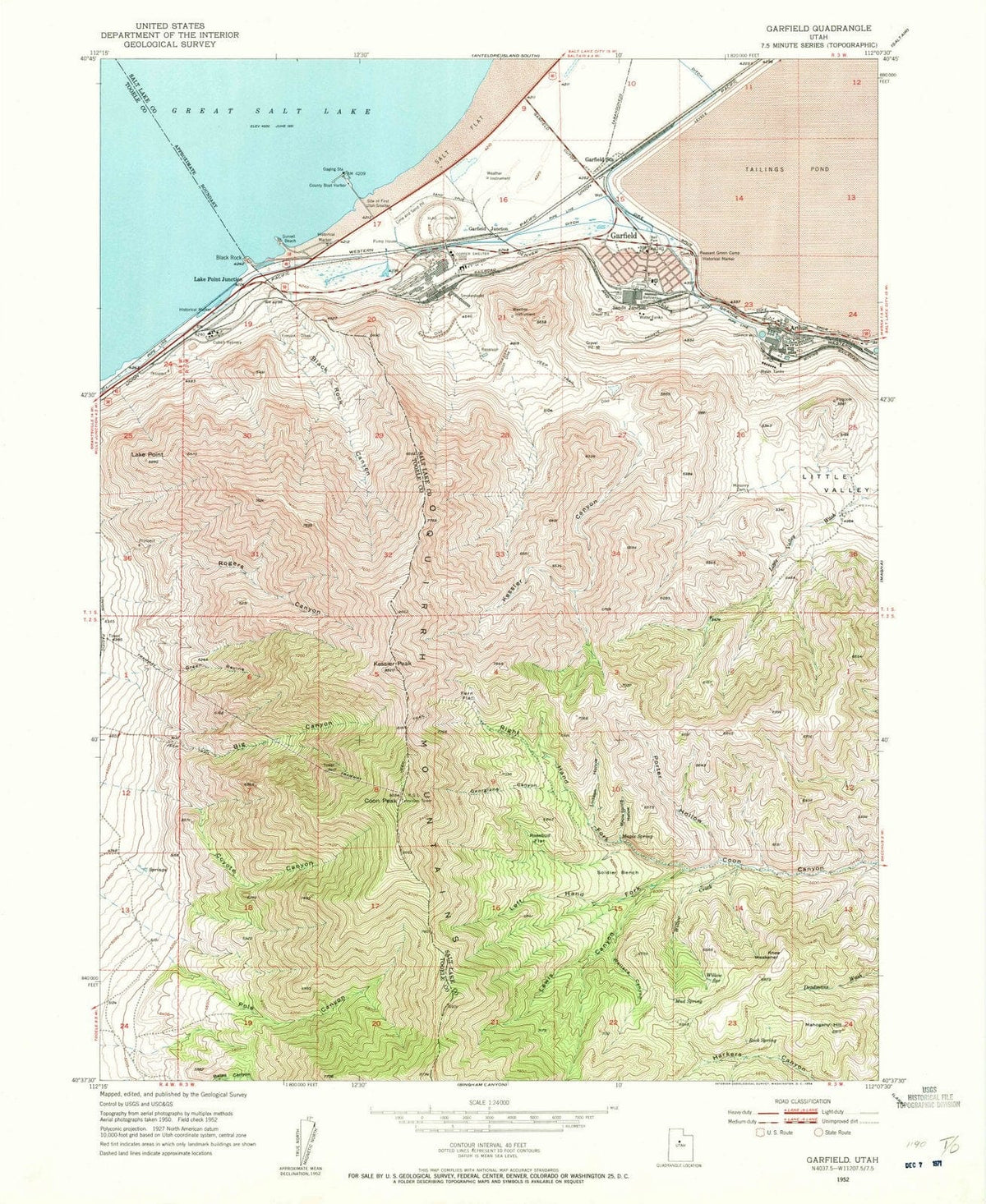1952 Garfield, UT - Utah - USGS Topographic Map