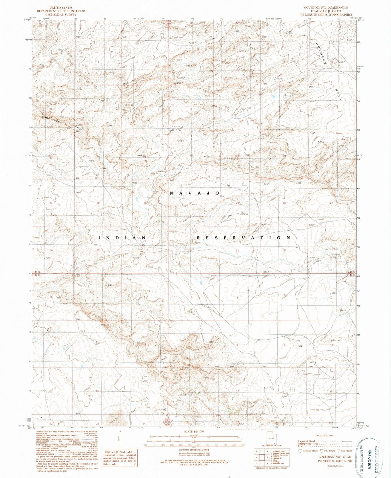 1989 Goulding, UT - Utah - USGS Topographic Map v2