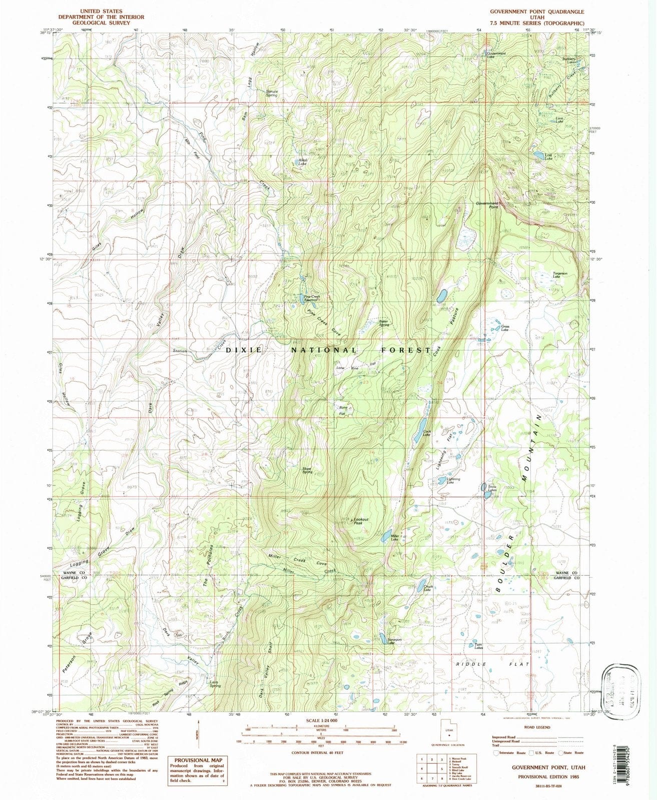 1985 Government Point, UT - Utah - USGS Topographic Map