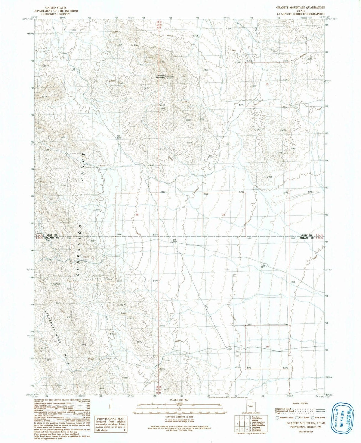 1991 Granite Mountain, UT - Utah - USGS Topographic Map