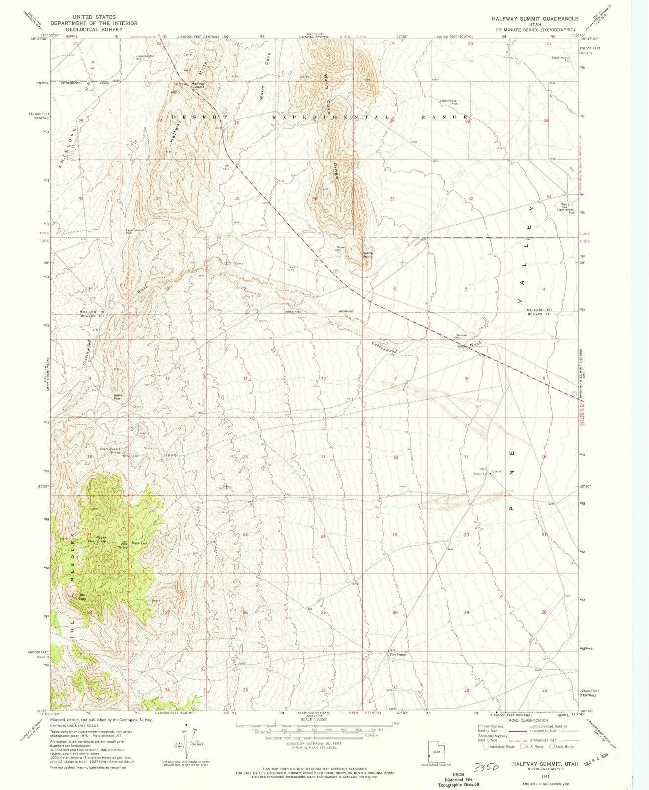 1971 Halfway Summit, UT - Utah - USGS Topographic Map