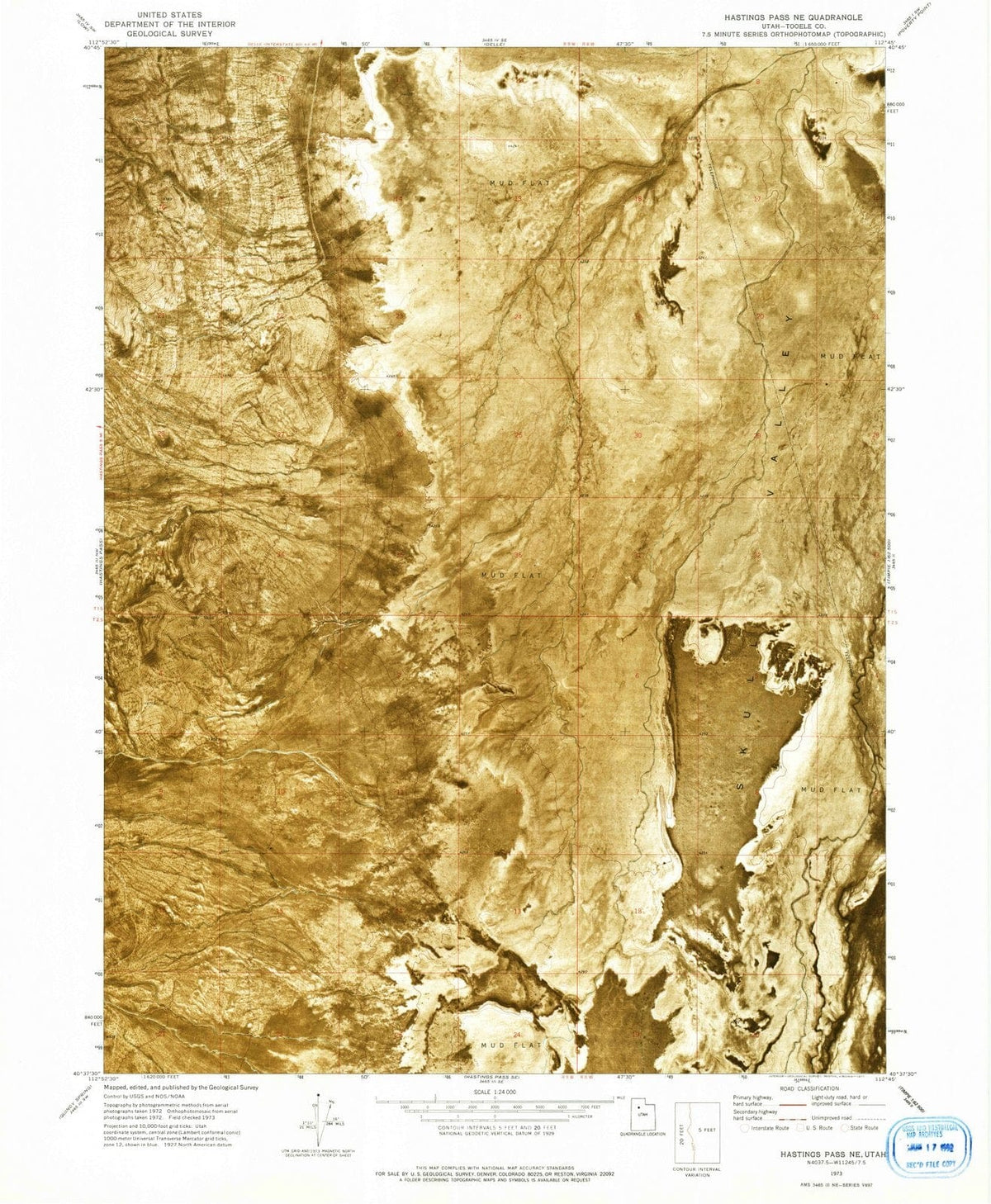 1973 Hastings Pass, UT - Utah - USGS Topographic Map