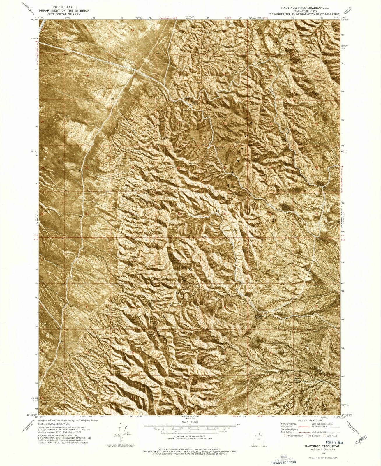 1973 Hastings Pass, UT - Utah - USGS Topographic Map v3
