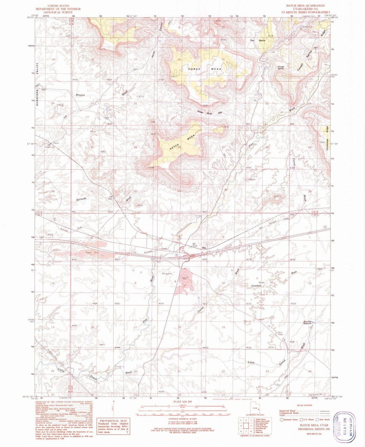 1991 Hatch Mesa, UT - Utah - USGS Topographic Map