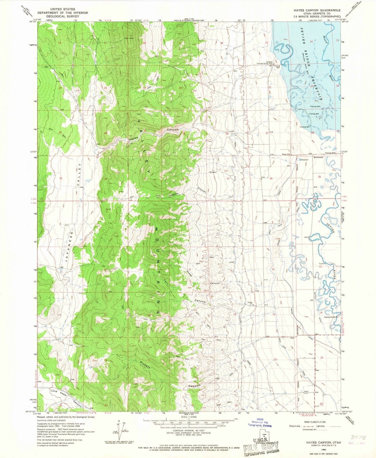 1966 Hayes Canyon, UT - Utah - USGS Topographic Map