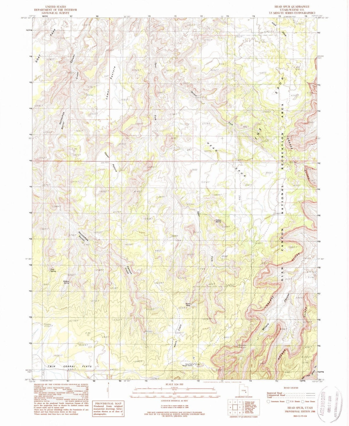 1988 Head Spur, UT - Utah - USGS Topographic Map