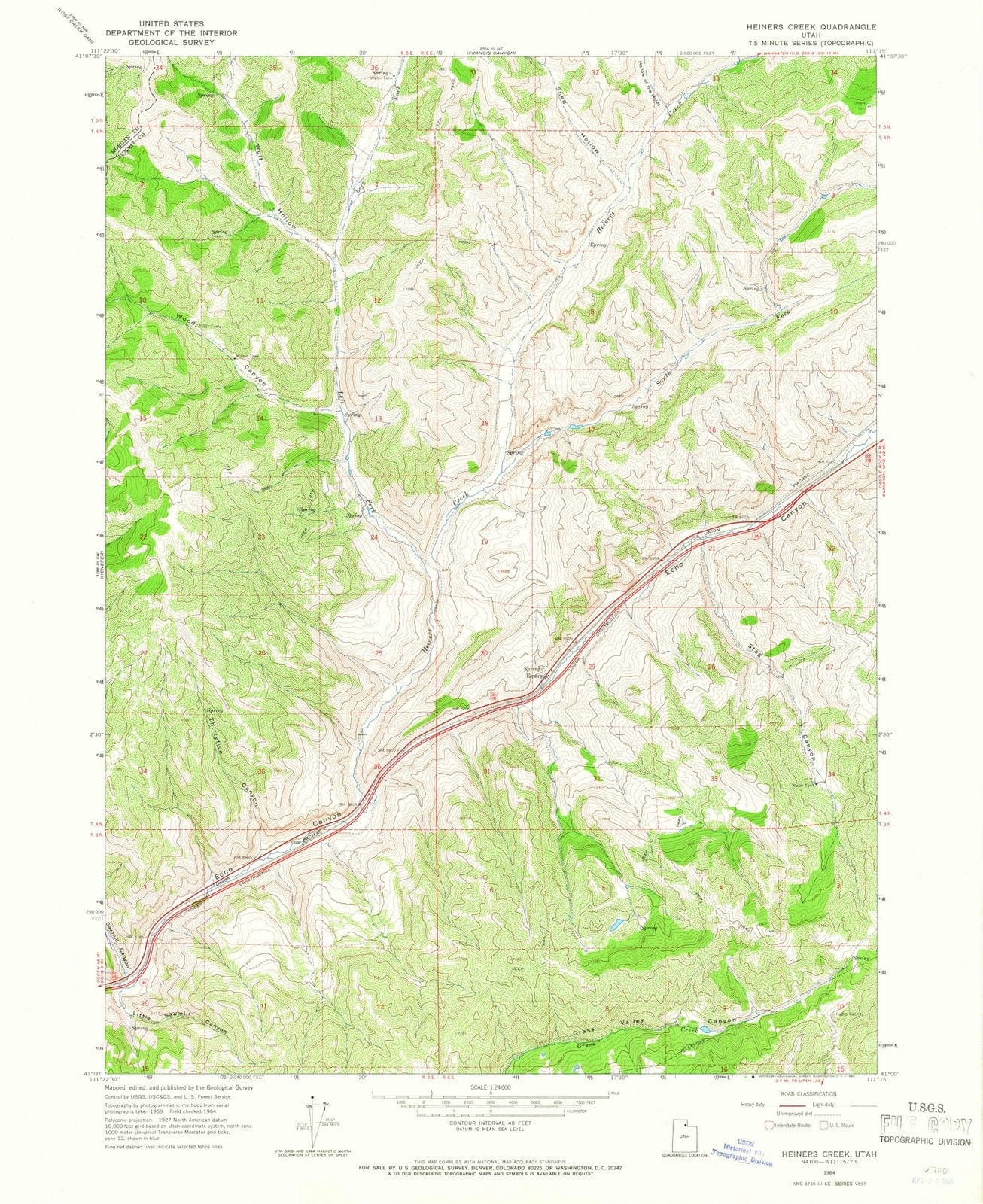 1964 Heiners Creek, UT - Utah - USGS Topographic Map