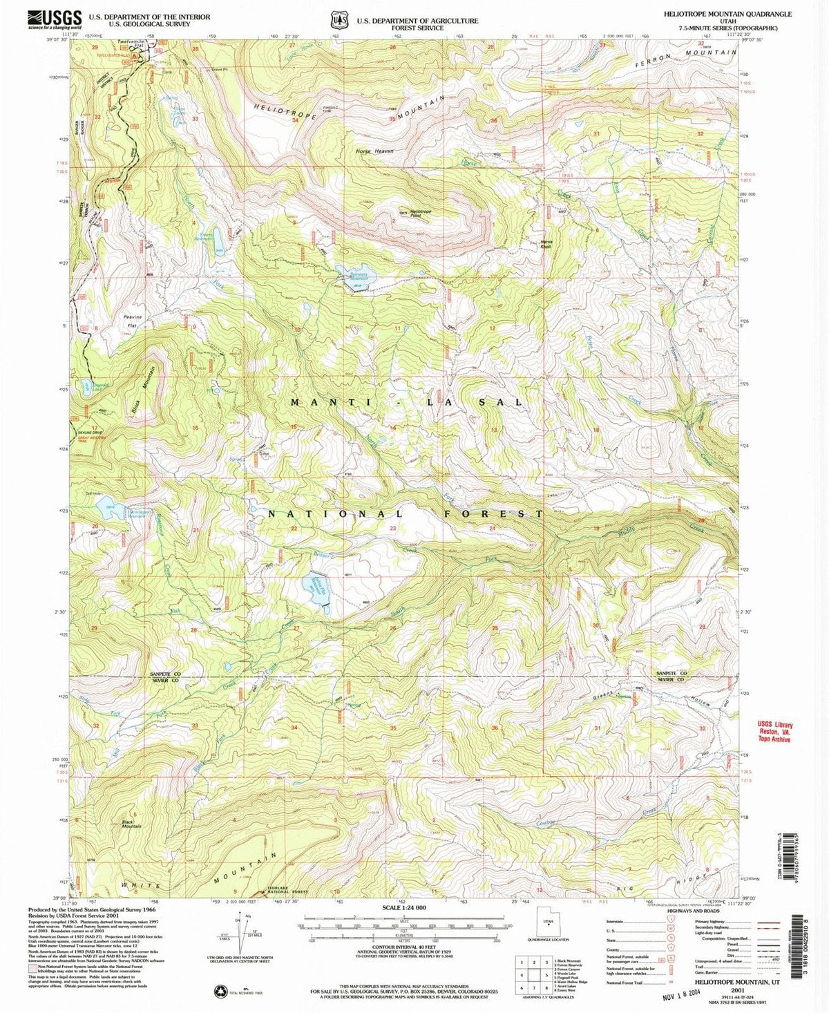 2001 Heliotrope Mountain, UT - Utah - USGS Topographic Map