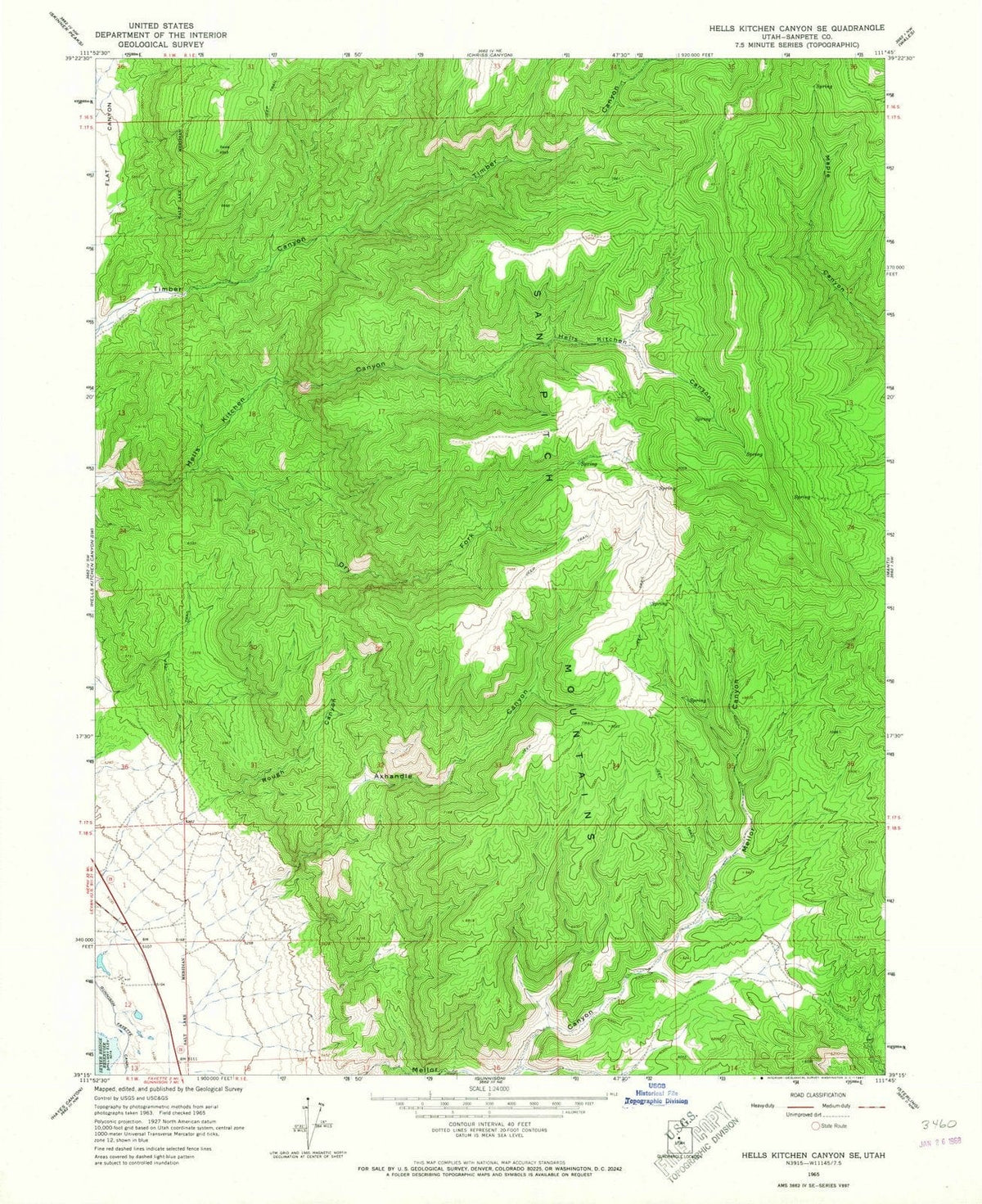1965 Hells Kitchen Canyon, UT - Utah - USGS Topographic Map