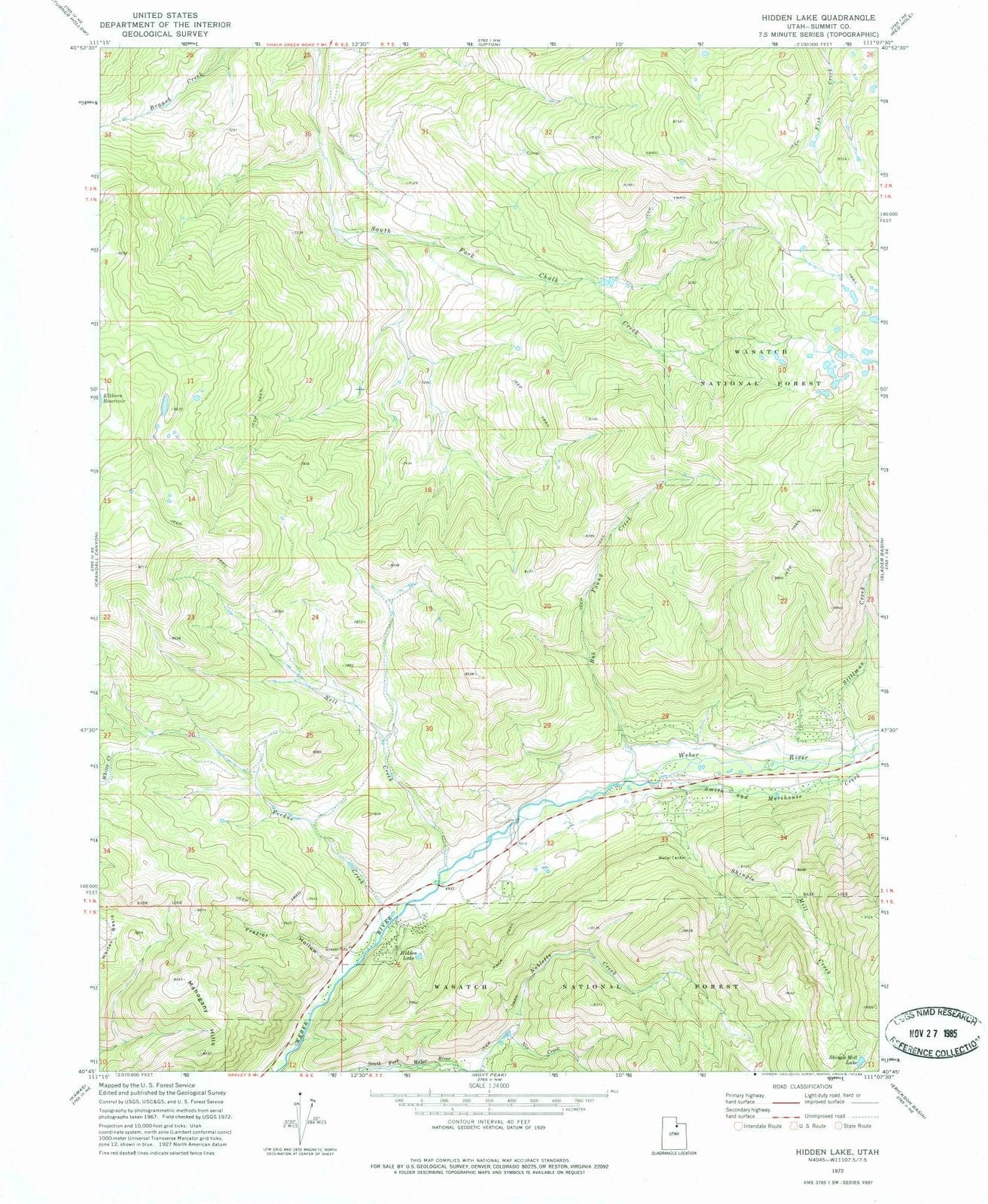 1972 Hidden Lake, UT - Utah - USGS Topographic Map