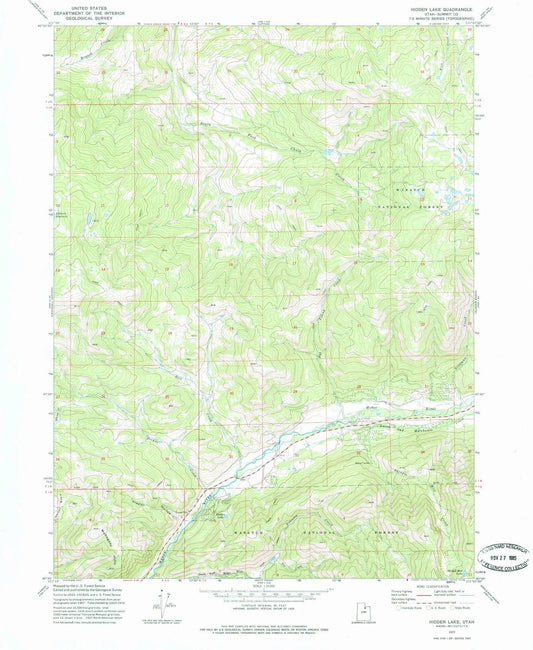 1972 Hidden Lake, UT - Utah - USGS Topographic Map