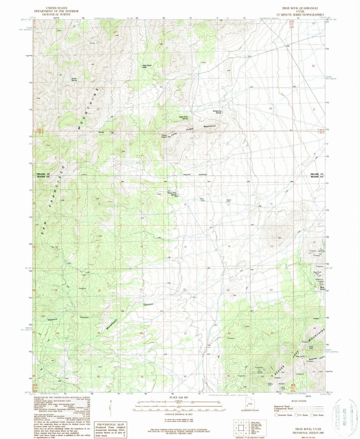 1989 High Rock, UT - Utah - USGS Topographic Map