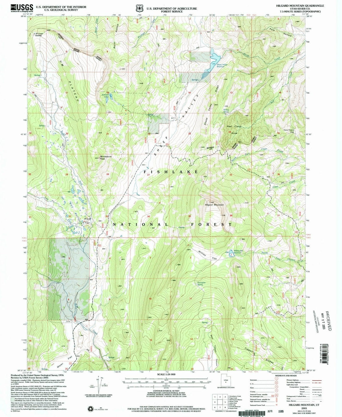 2001 Hilgard Mountain, UT - Utah - USGS Topographic Map