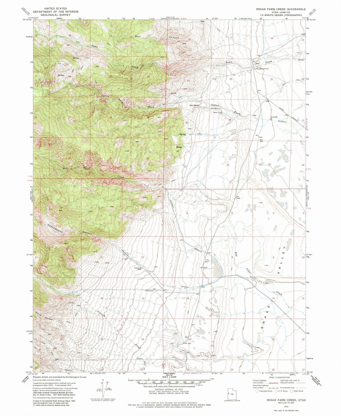 1972 Indian Farm Creek, UT - Utah - USGS Topographic Map