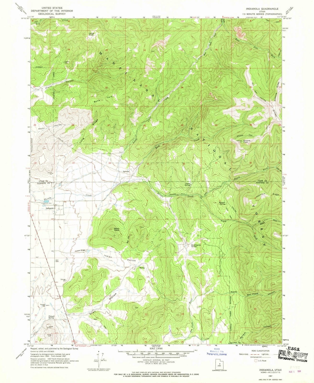 1967 Indianola, UT - Utah - USGS Topographic Map