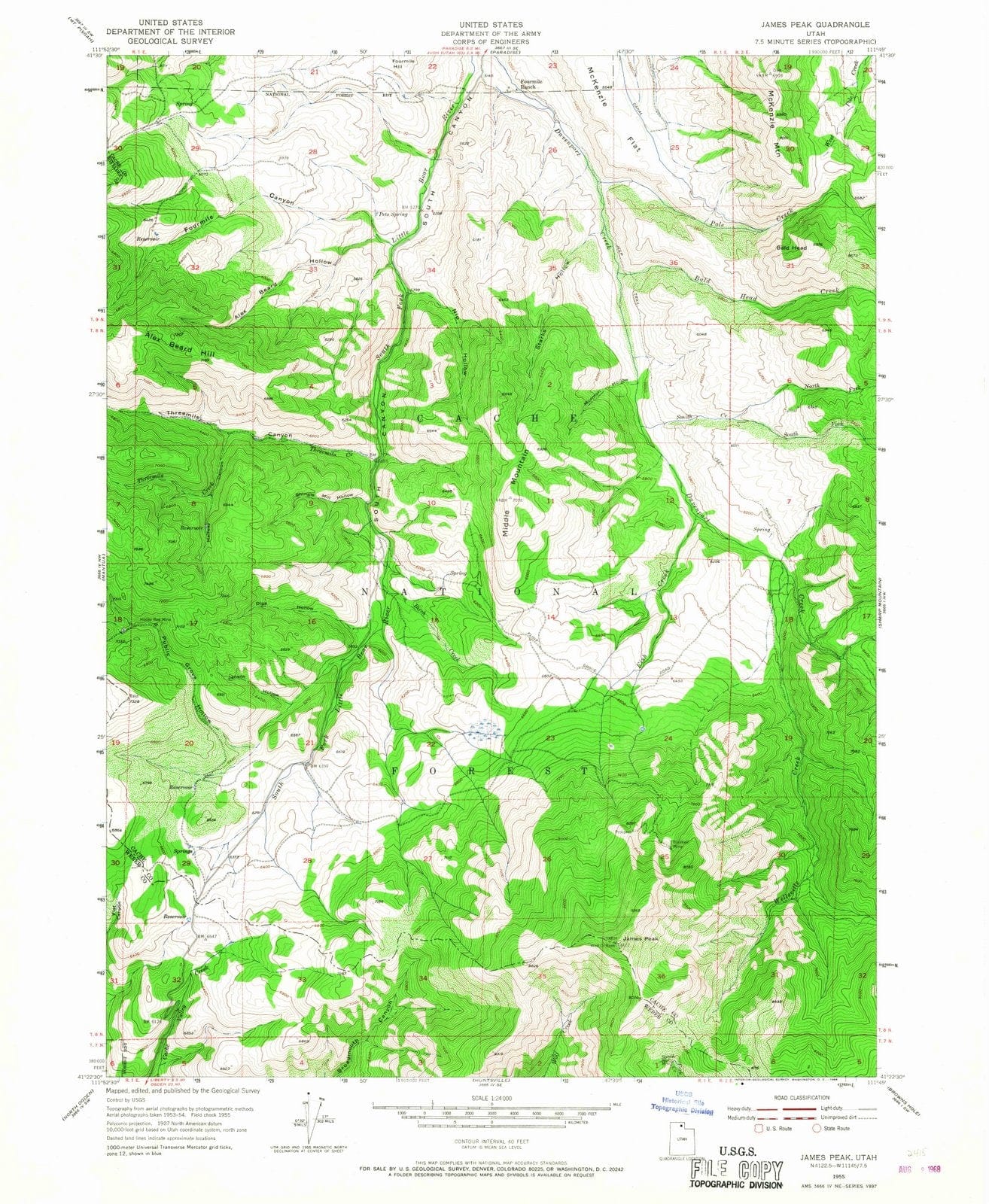 1955 James Peak, UT - Utah - USGS Topographic Map