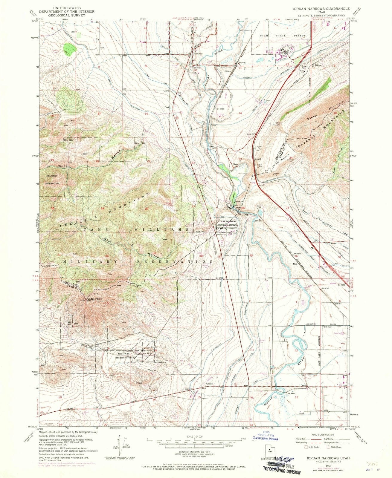 1951 Jones Narrows, UT - Utah - USGS Topographic Map