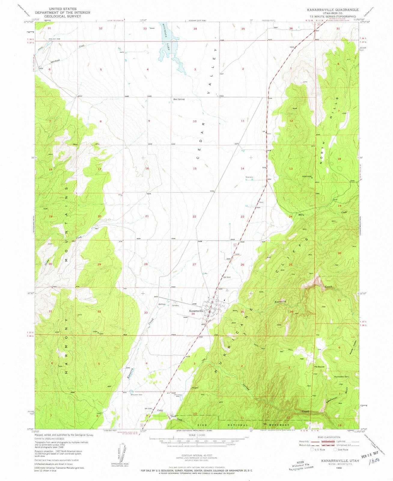 1950 Kanarraville, UT - Utah - USGS Topographic Map