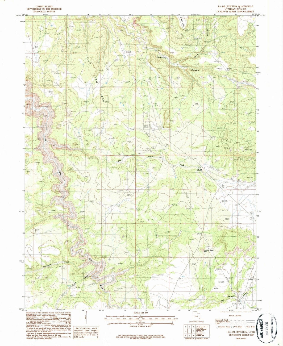 1987 La Sal Junction, UT - Utah - USGS Topographic Map