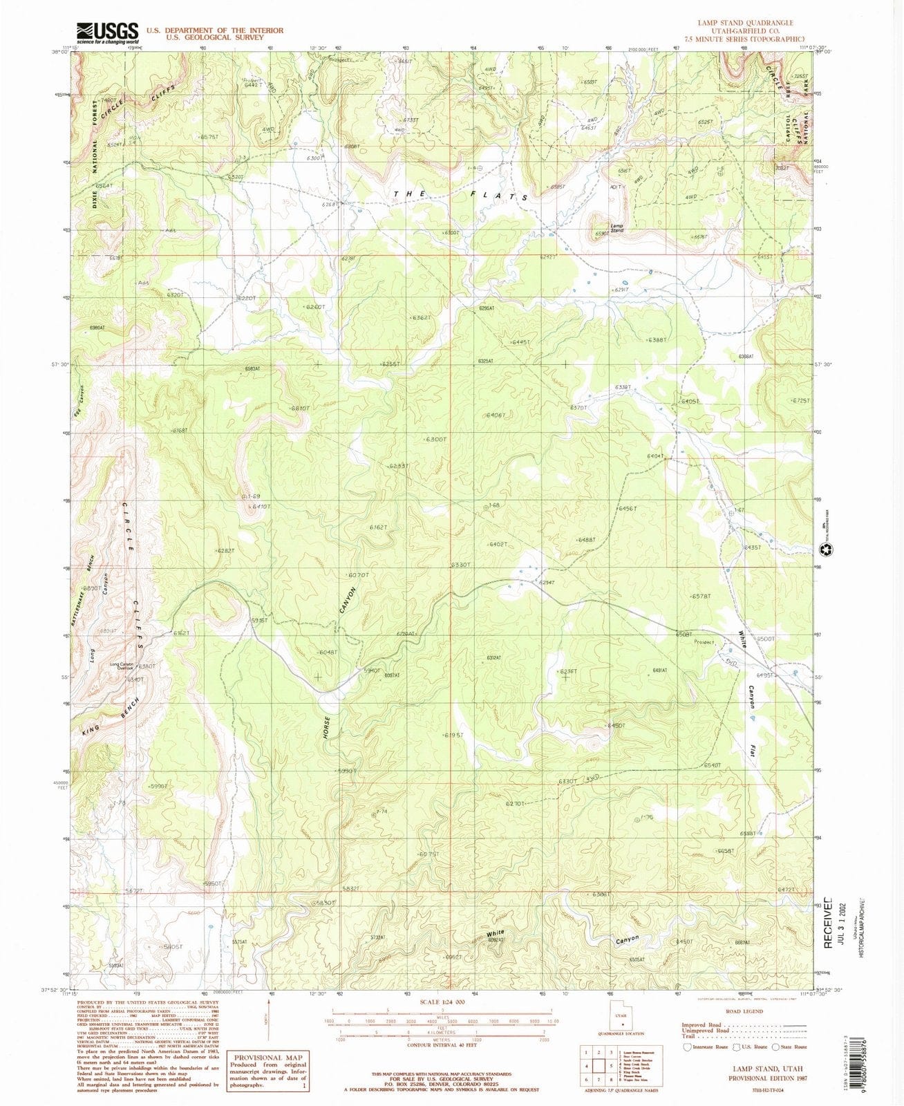 1987 Lamp Stand, UT - Utah - USGS Topographic Map