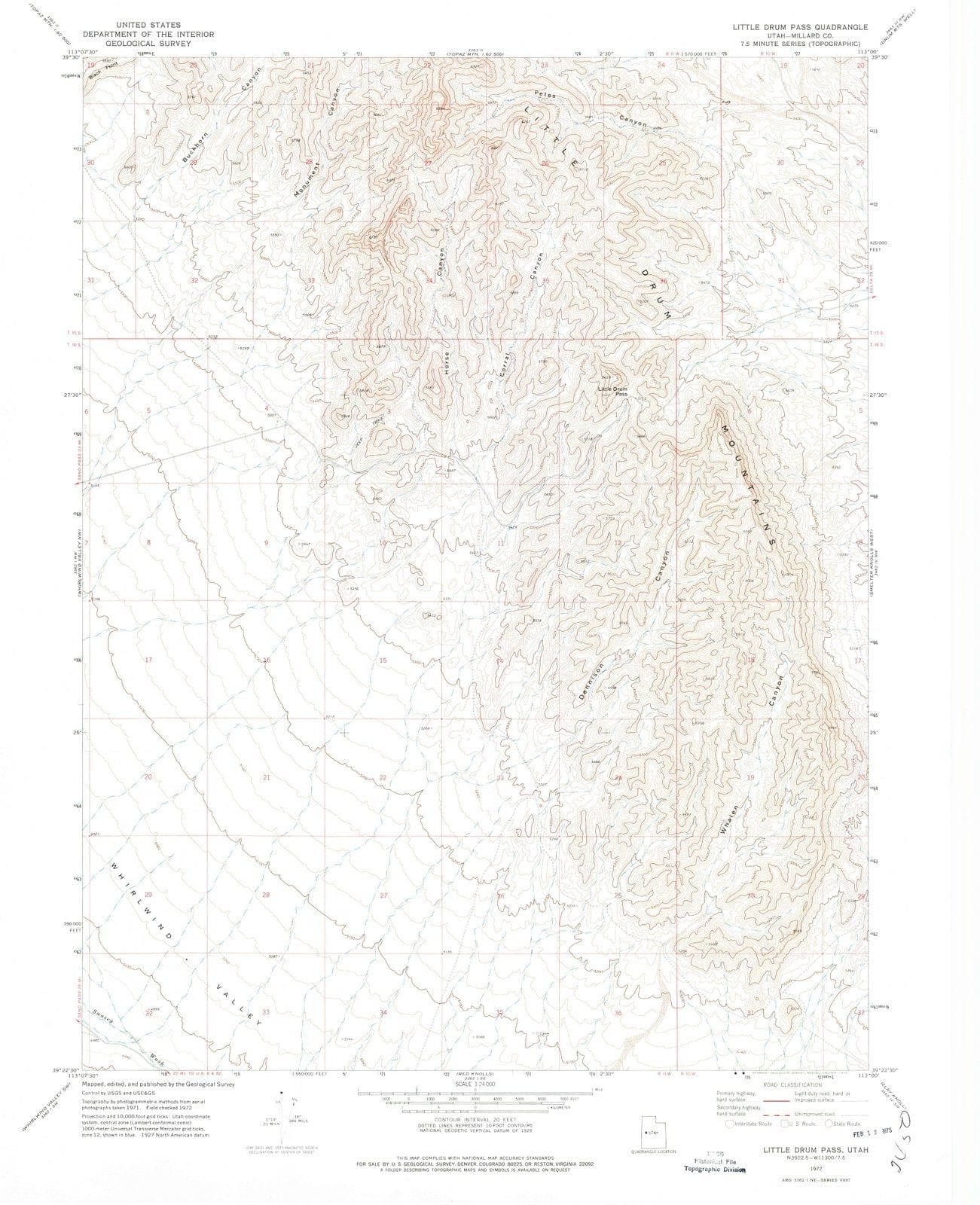 1972 Littlerum Pass, UT - Utah - USGS Topographic Map