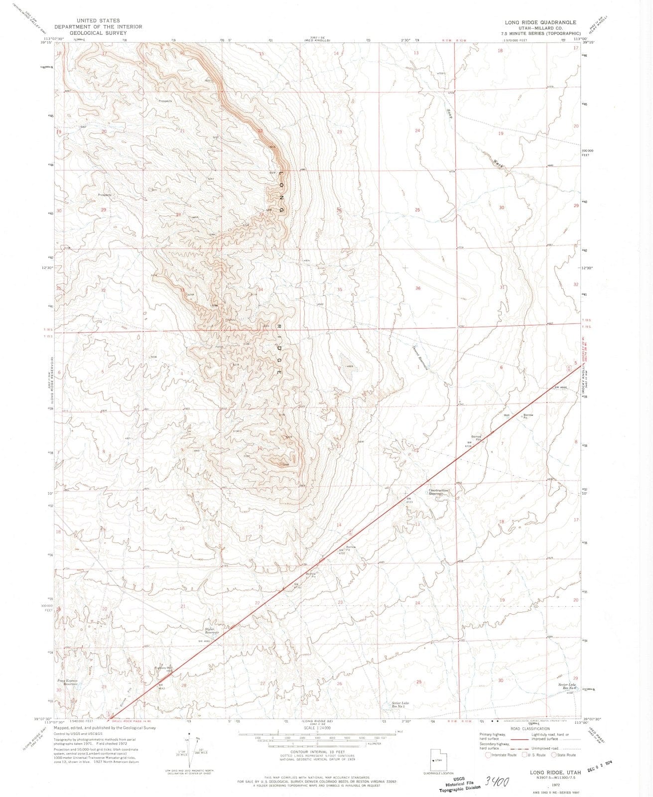 1972 Long Ridge, UT - Utah - USGS Topographic Map v3