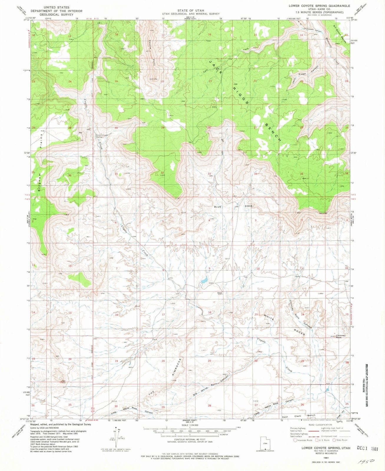 1981 Lower Coyote Spring, UT - Utah - USGS Topographic Map