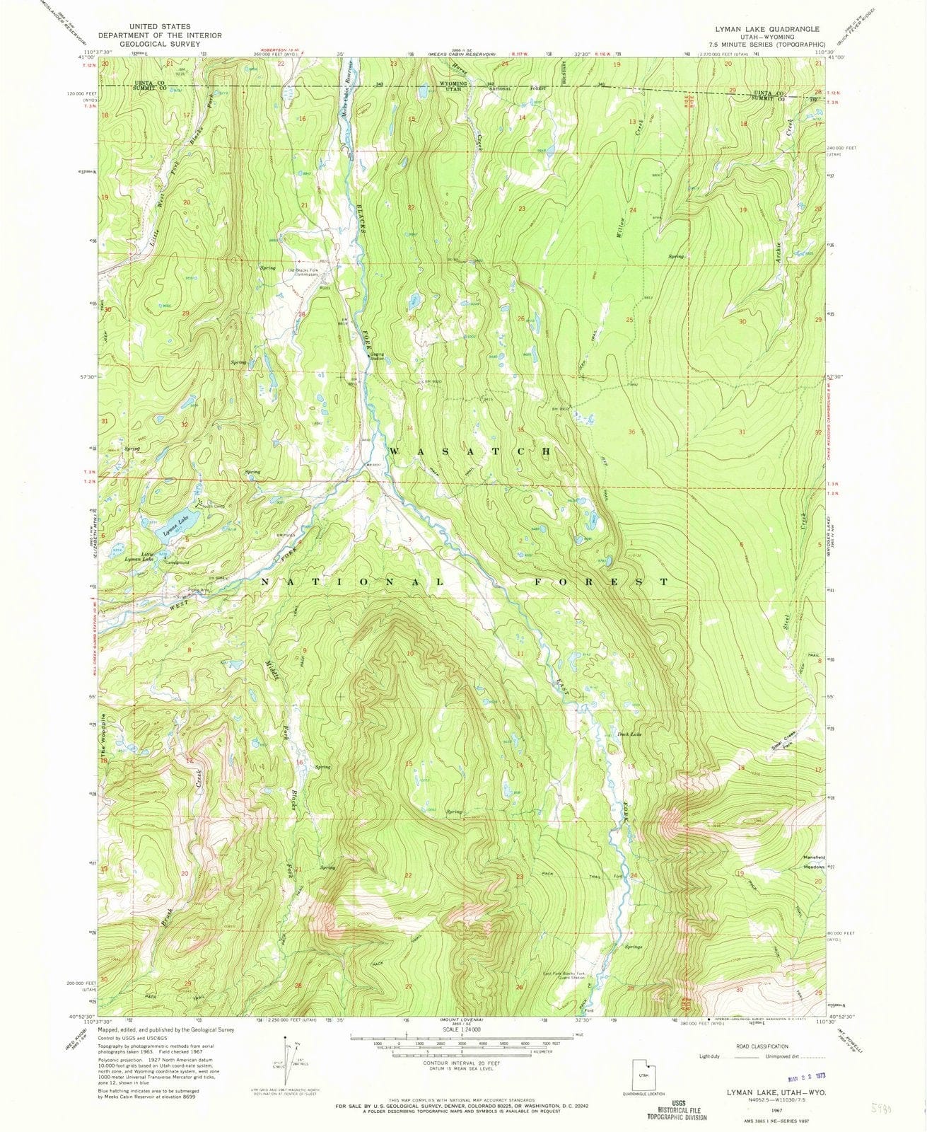 1967 Lyman Lake, UT - Utah - USGS Topographic Map