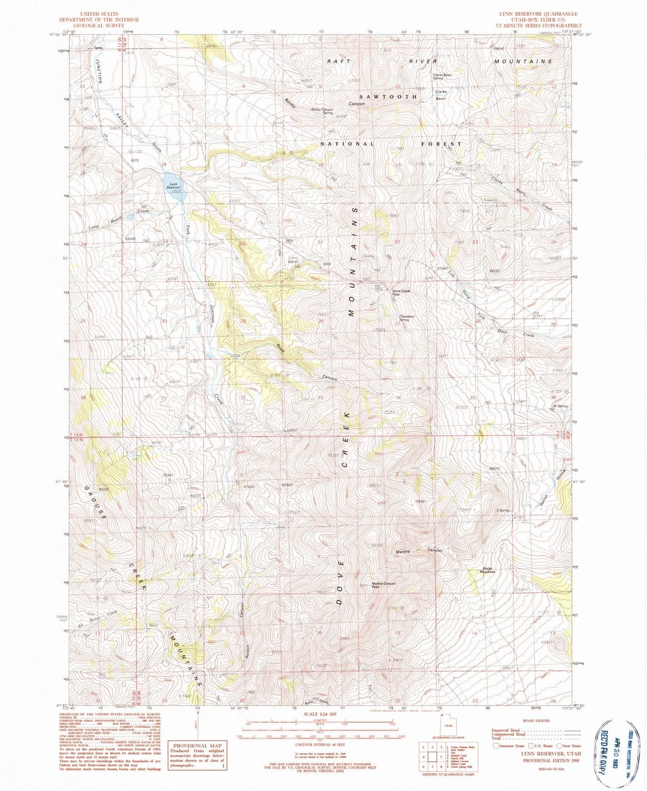 1990 Lynn Reservoir, UT - Utah - USGS Topographic Map