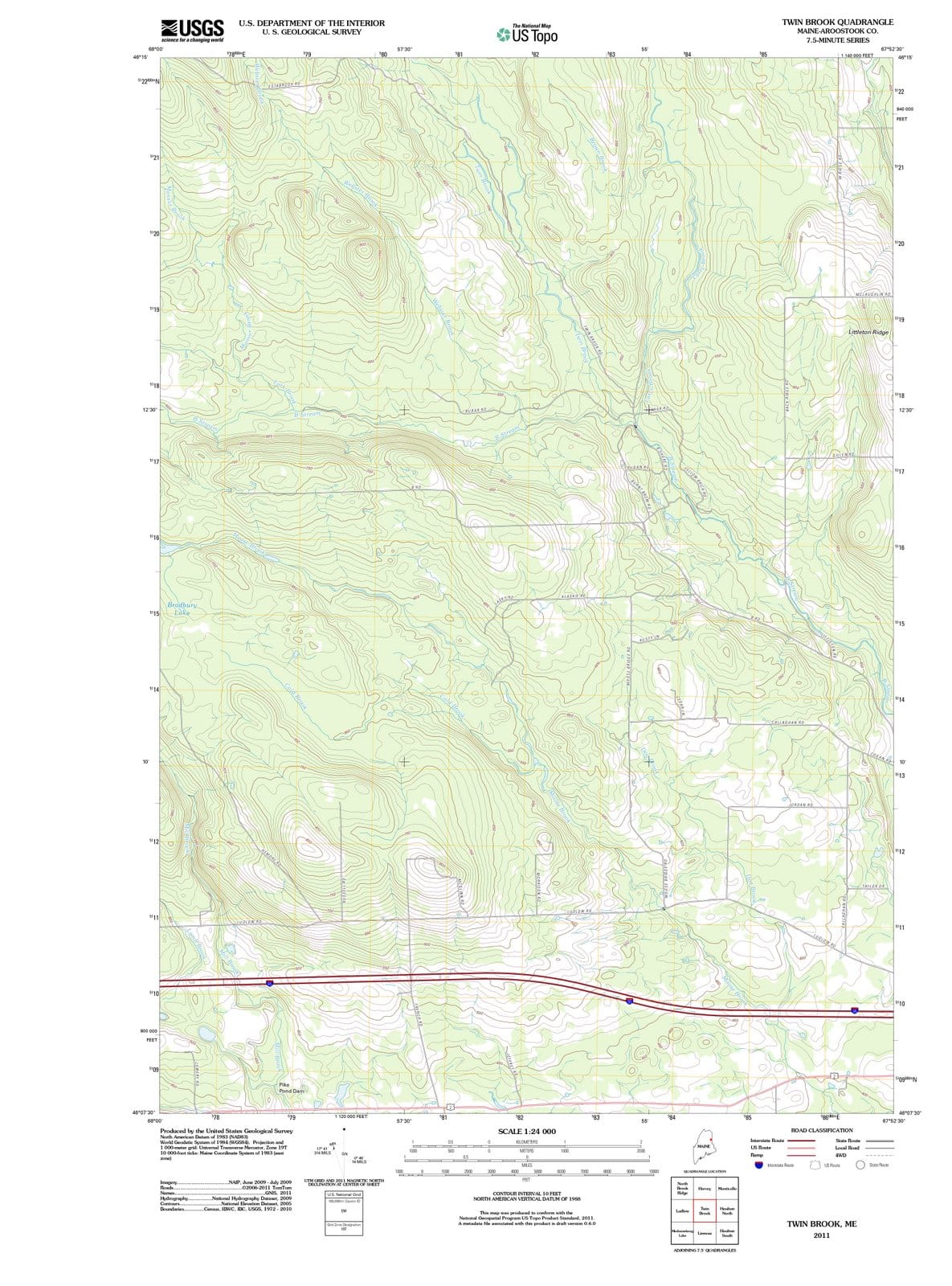 2011 Twin Brook, ME - Maine - USGS Topographic Map