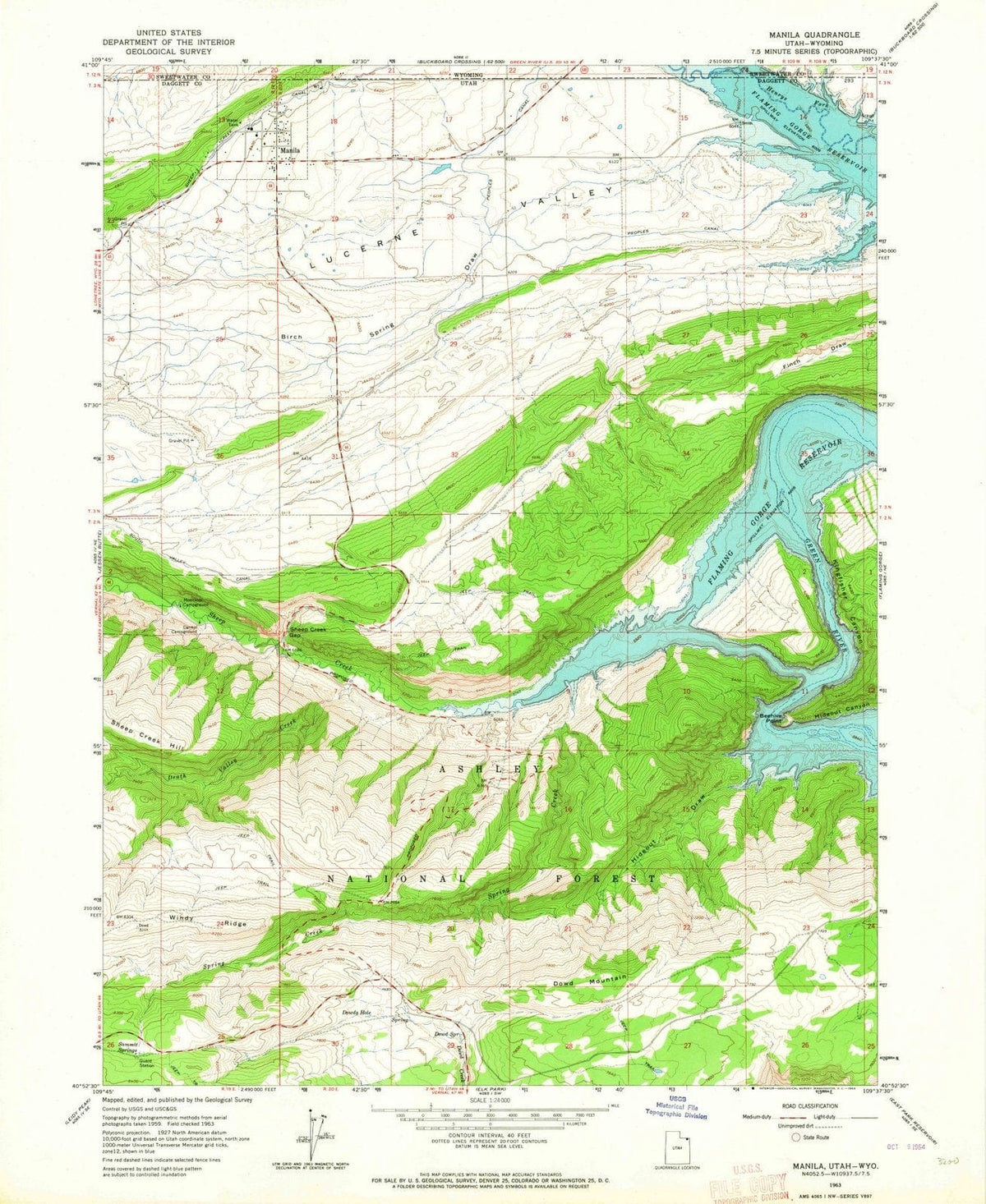 1963 Manila, UT - Utah - USGS Topographic Map