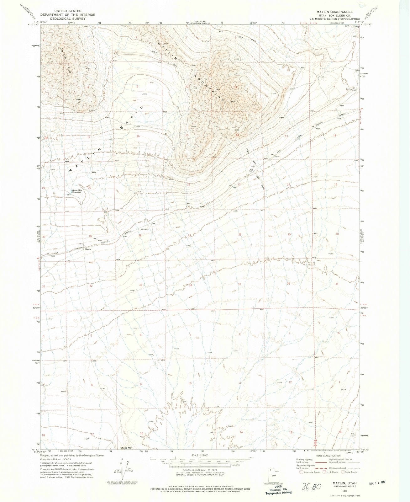 1971 Matlin, UT - Utah - USGS Topographic Map
