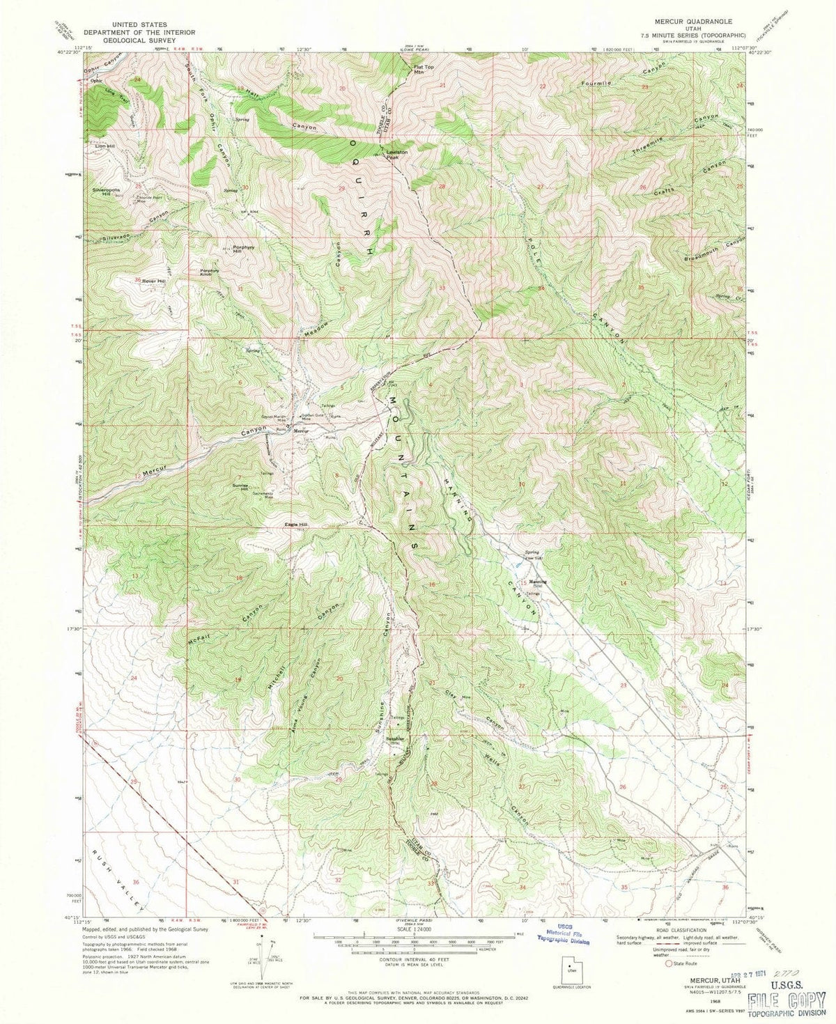 1968 Mercur, UT - Utah - USGS Topographic Map