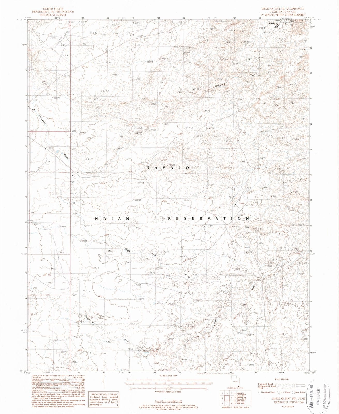 1988 Mexican Hat, UT - Utah - USGS Topographic Map v2