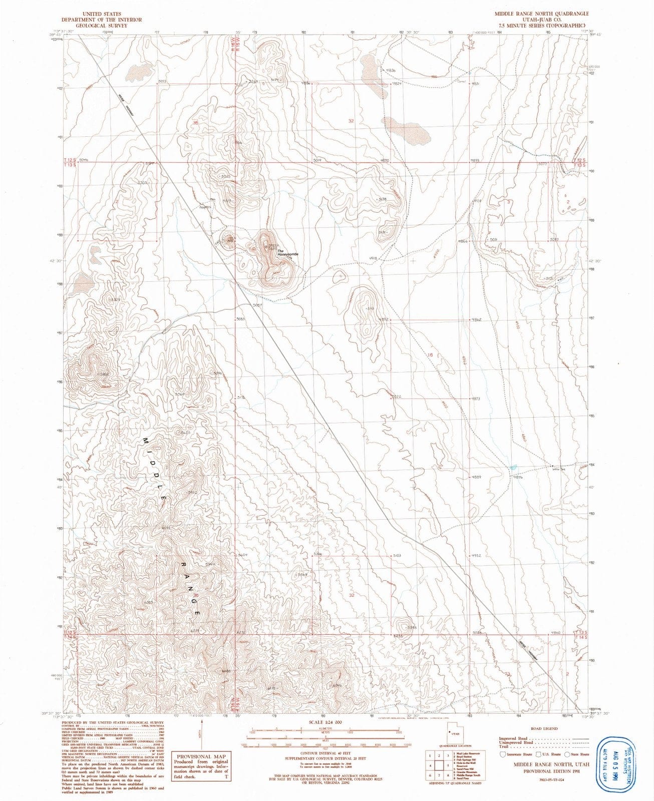 1991 Middle Range North, UT - Utah - USGS Topographic Map