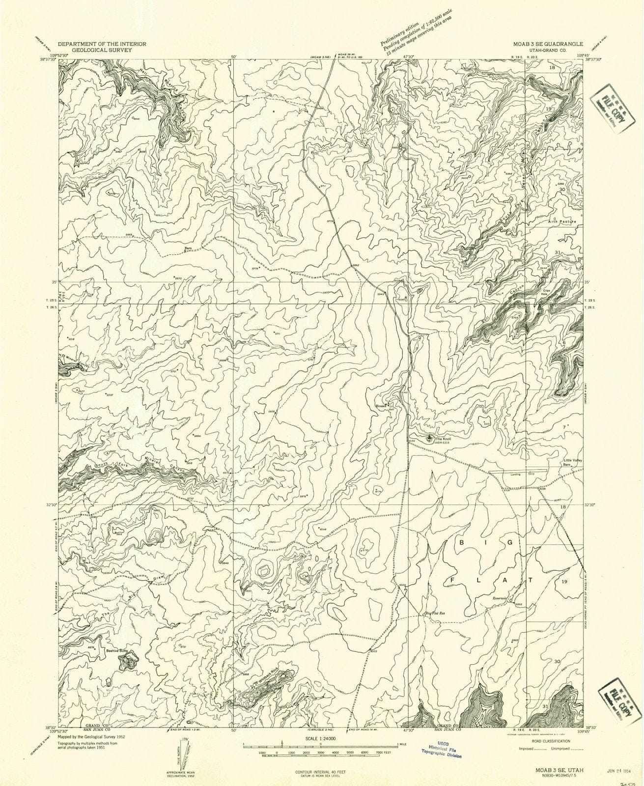 1952 Moab 3, UT - Utah - USGS Topographic Map v3