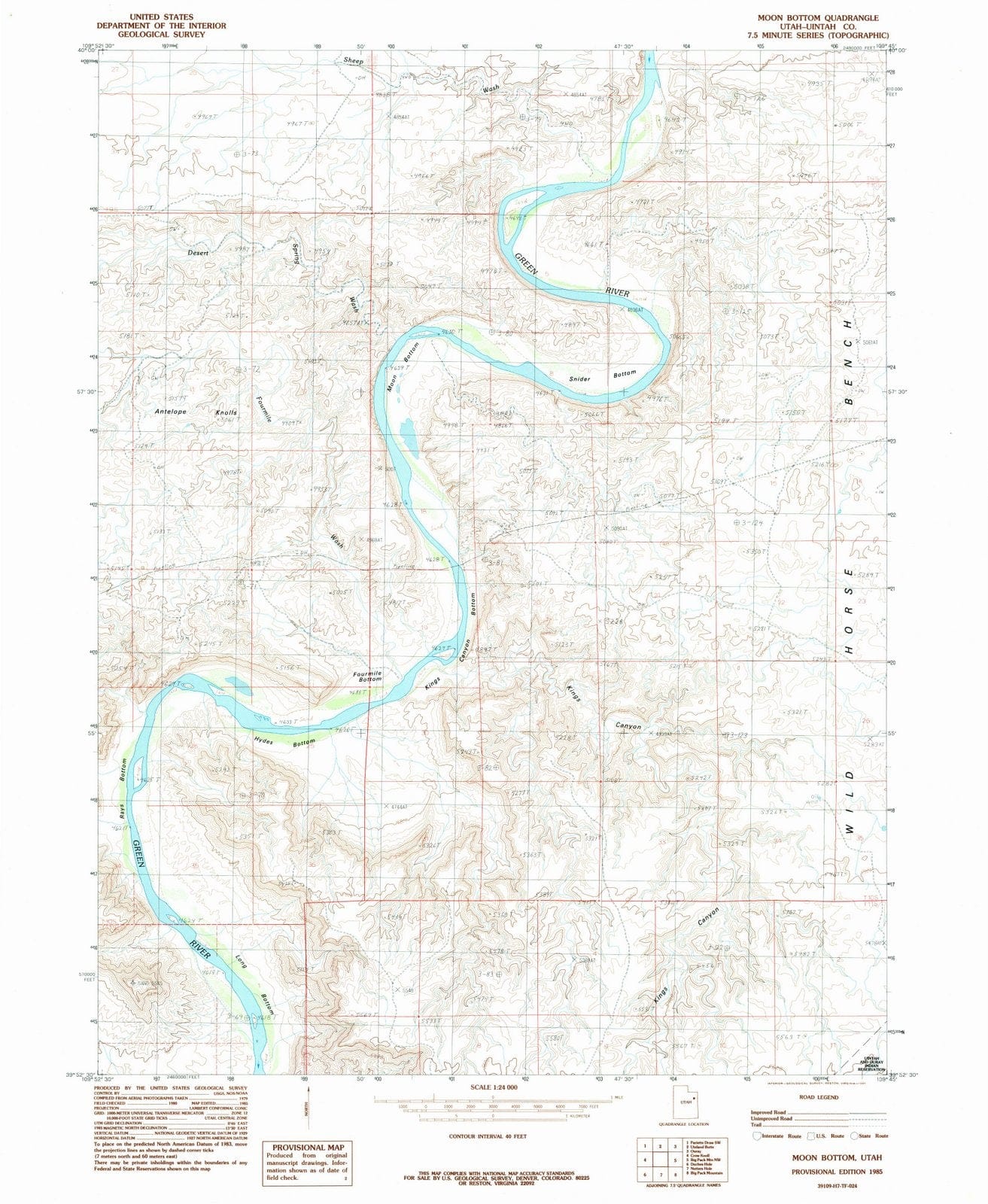 1985 Moon Bottom, UT - Utah - USGS Topographic Map
