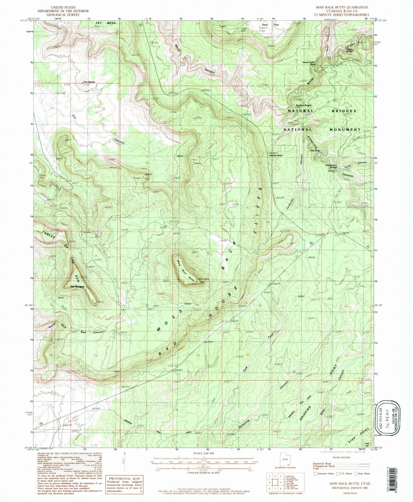 1987 Moss Back Butte, UT - Utah - USGS Topographic Map