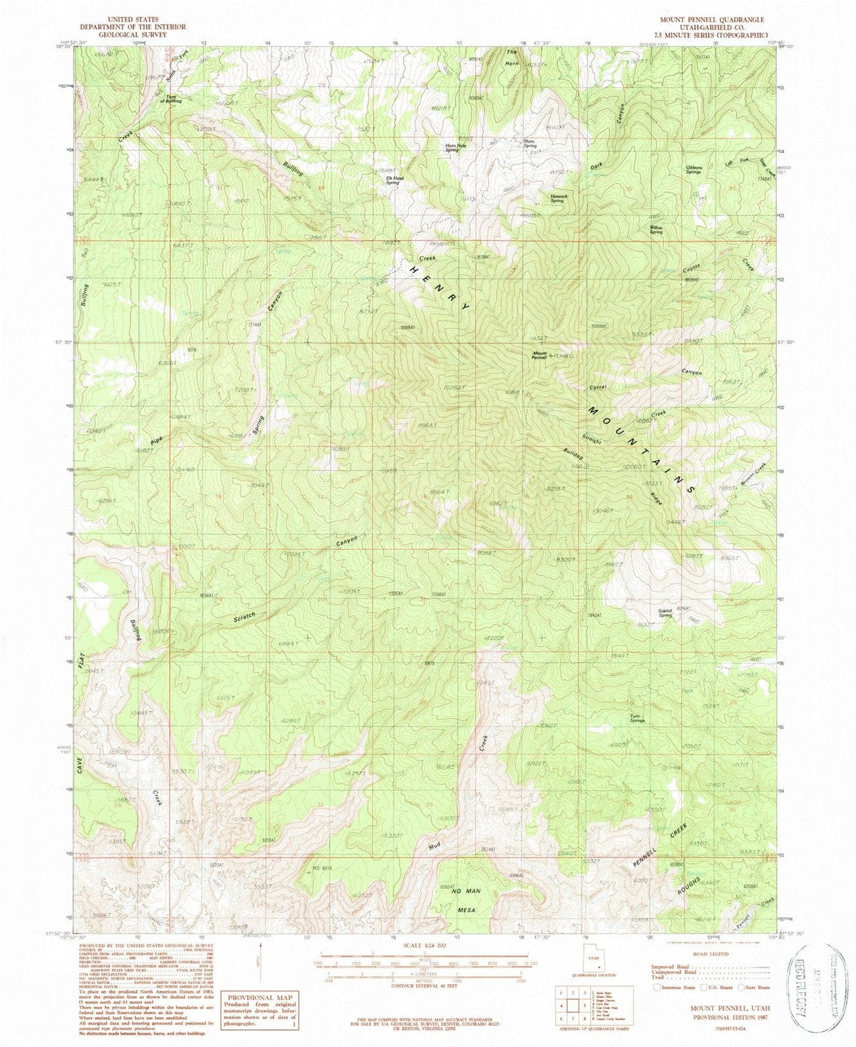 1987 Mount Pennell, UT - Utah - USGS Topographic Map