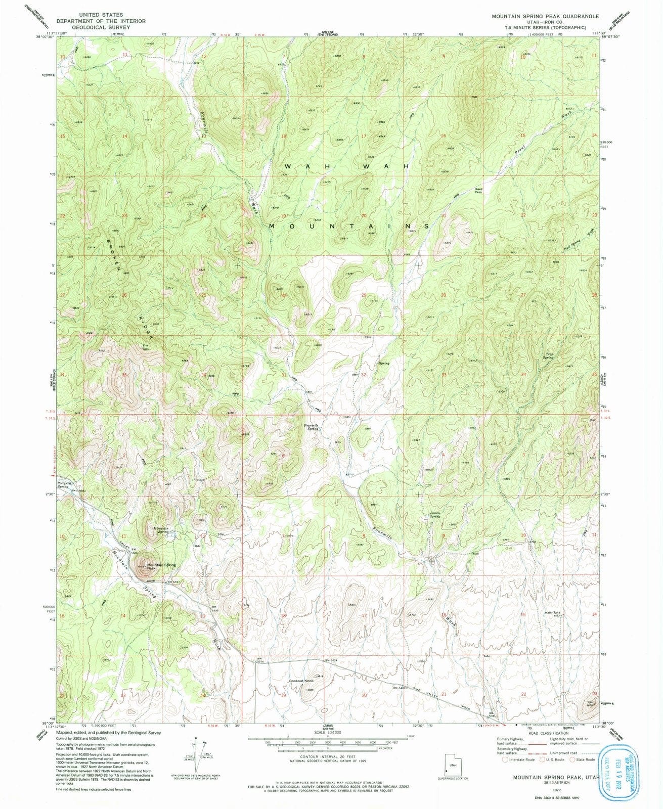 1972 Mountain Spring Peak, UT - Utah - USGS Topographic Map