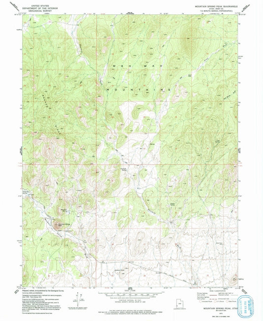1972 Mountain Spring Peak, UT - Utah - USGS Topographic Map