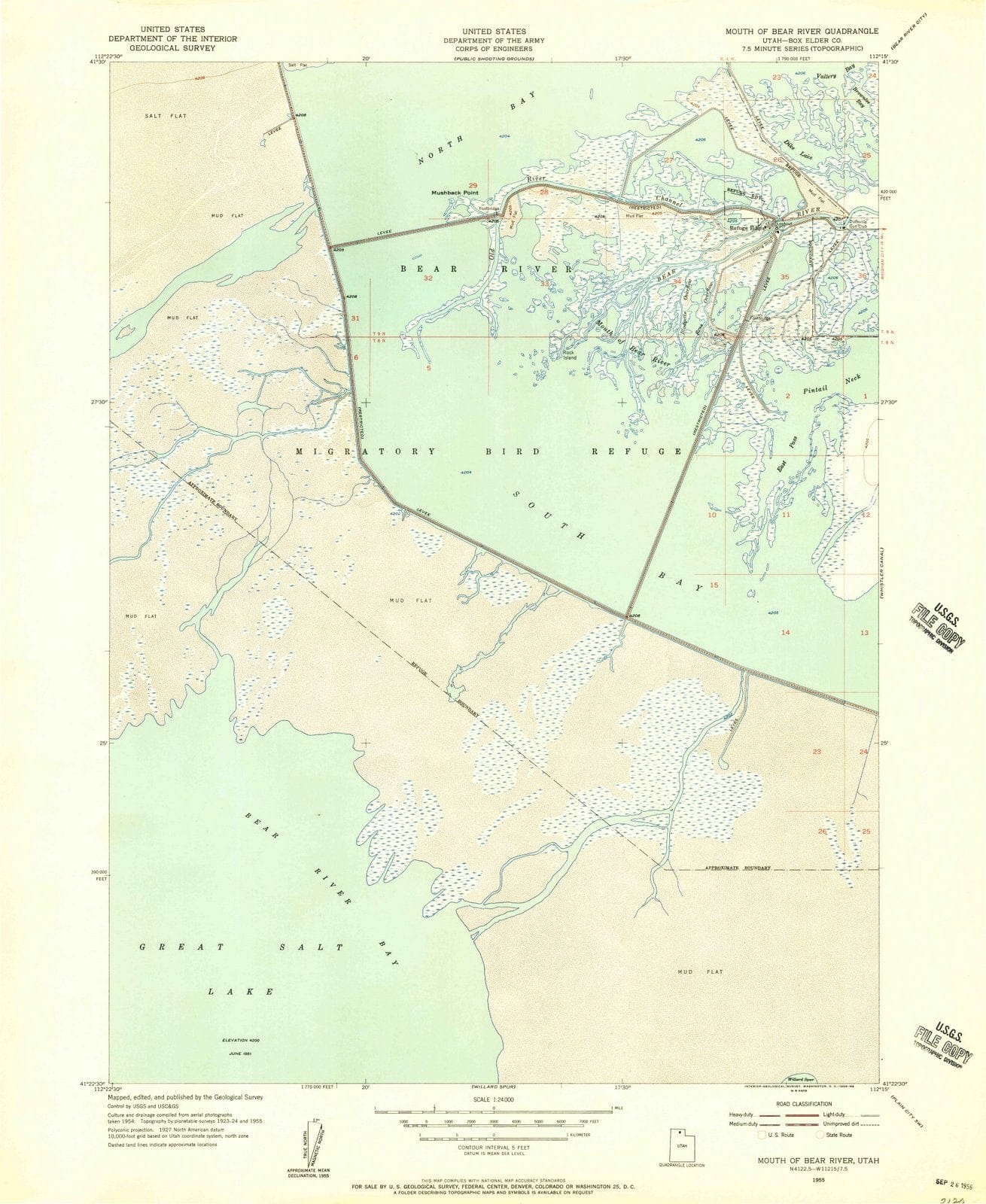 1955 Mouth of Bear River, UT - Utah - USGS Topographic Map