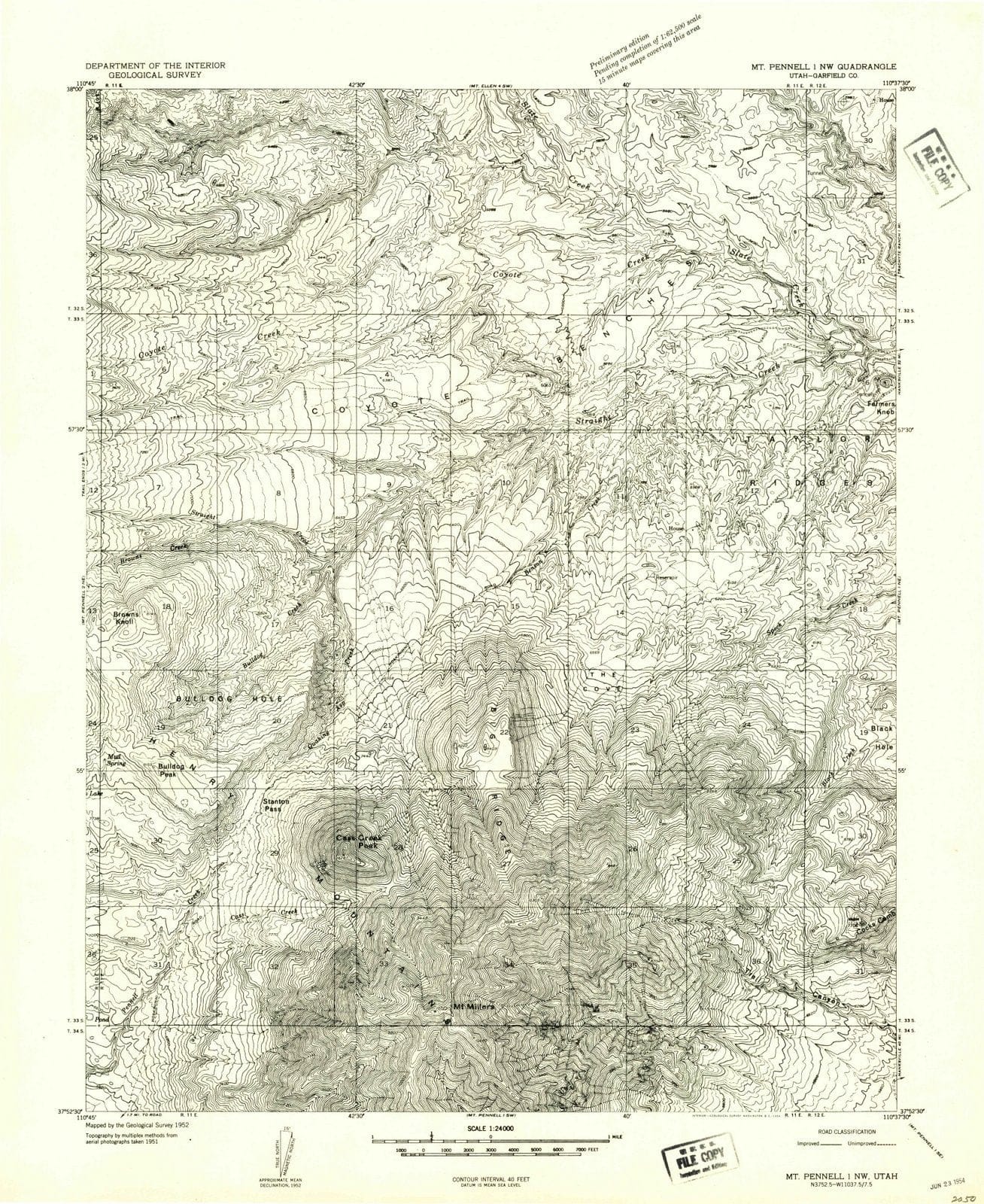 1952 Mt Pennell 1, UT - Utah - USGS Topographic Map v2