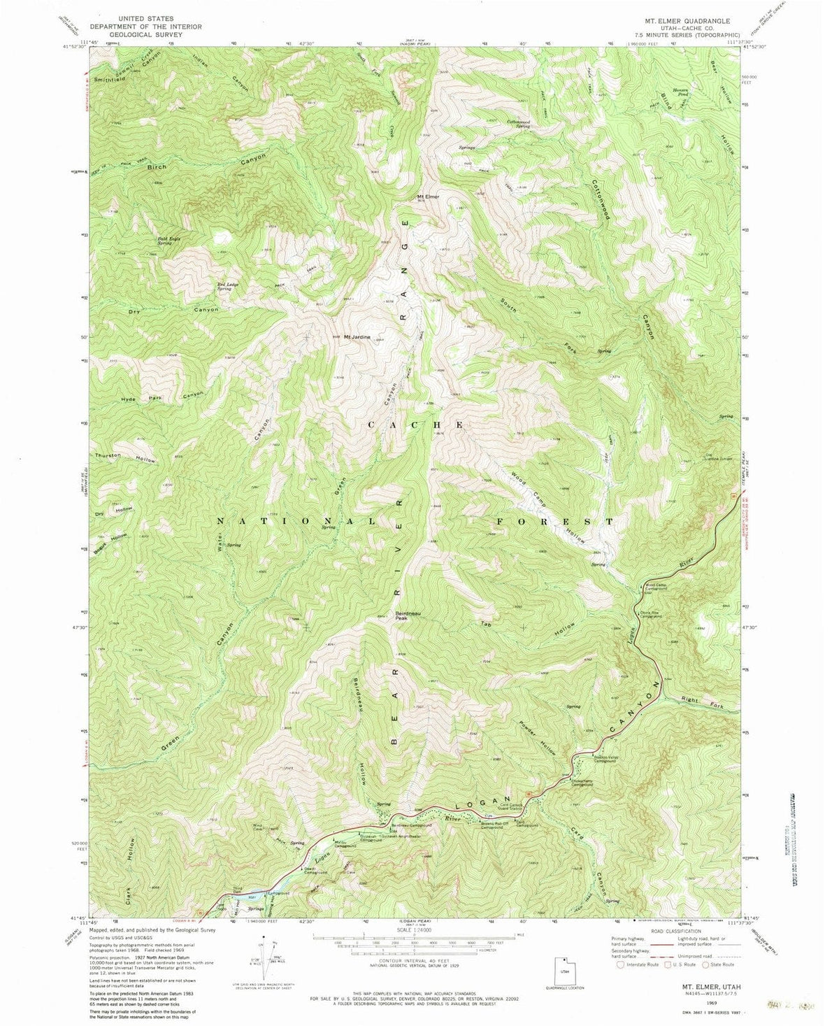 1969 Mt. Elmer, UT - Utah - USGS Topographic Map