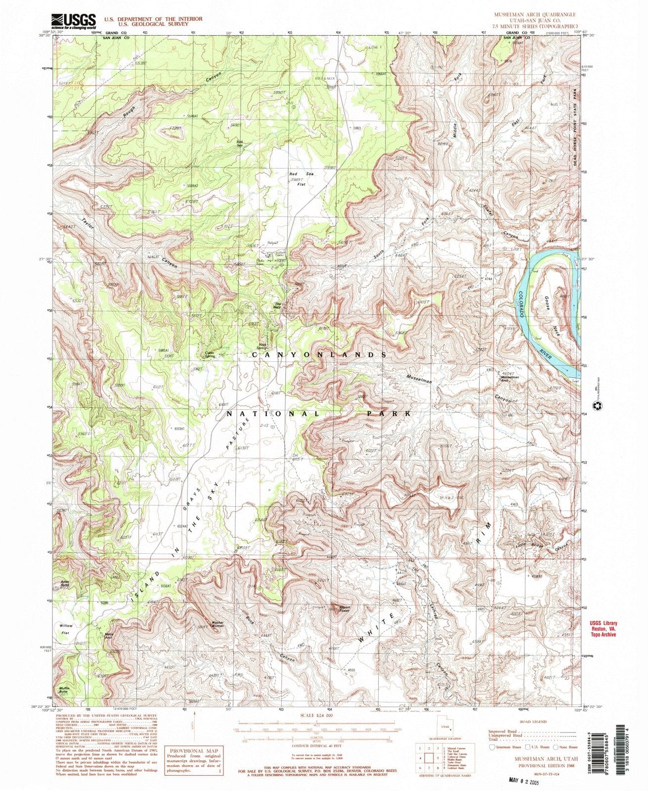 1988 Musselman Arch, UT - Utah - USGS Topographic Map