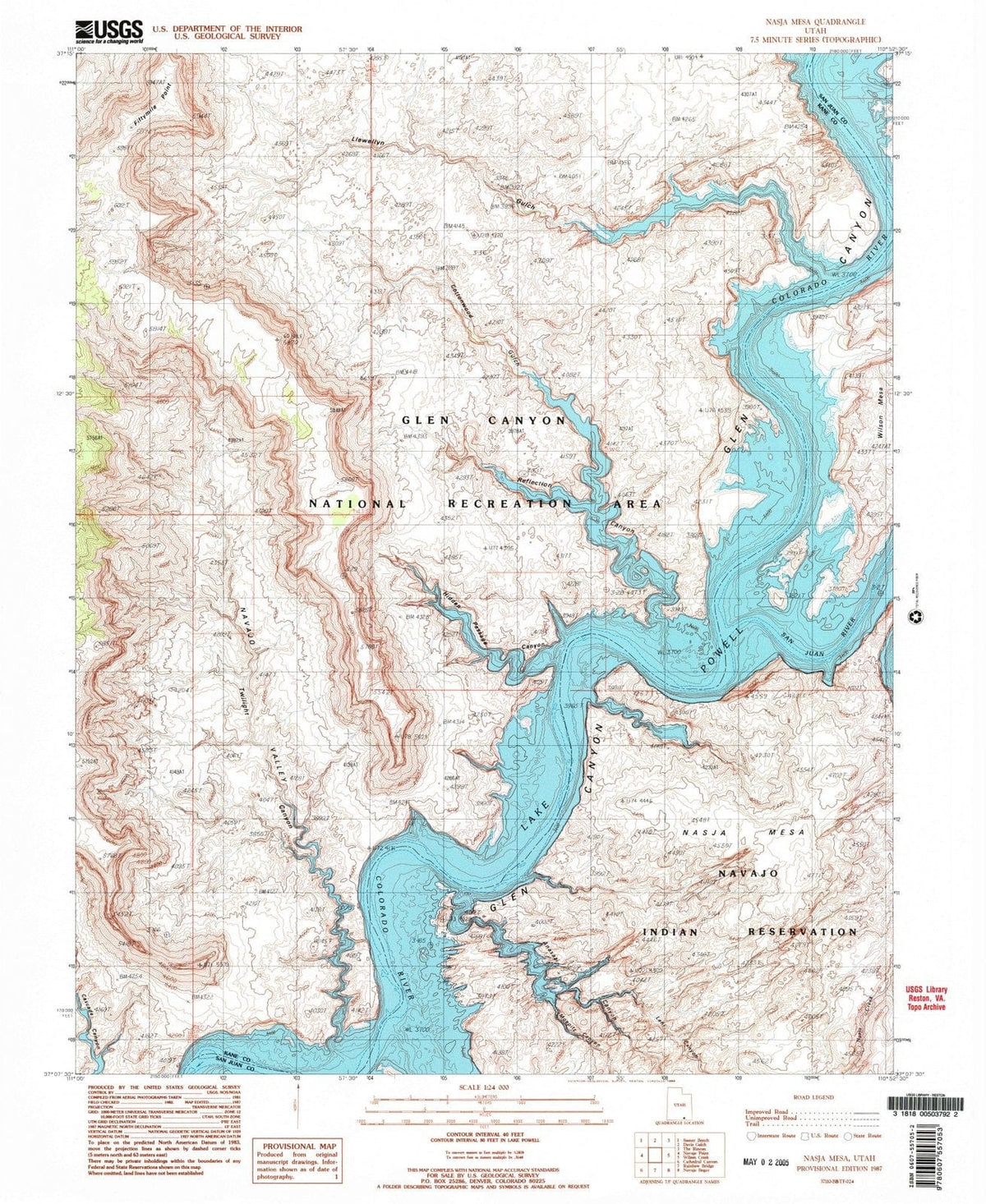 1987 Nasja Mesa, UT - Utah - USGS Topographic Map
