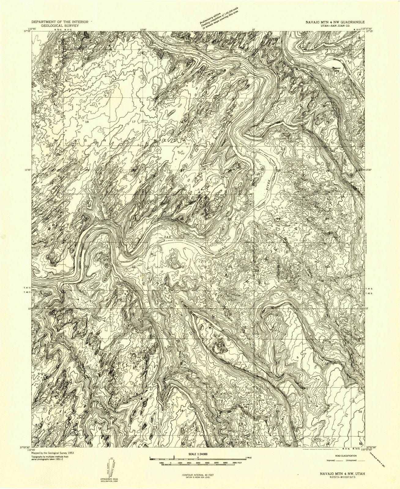 1953 Navajo Mountain 4, UT - Utah - USGS Topographic Map