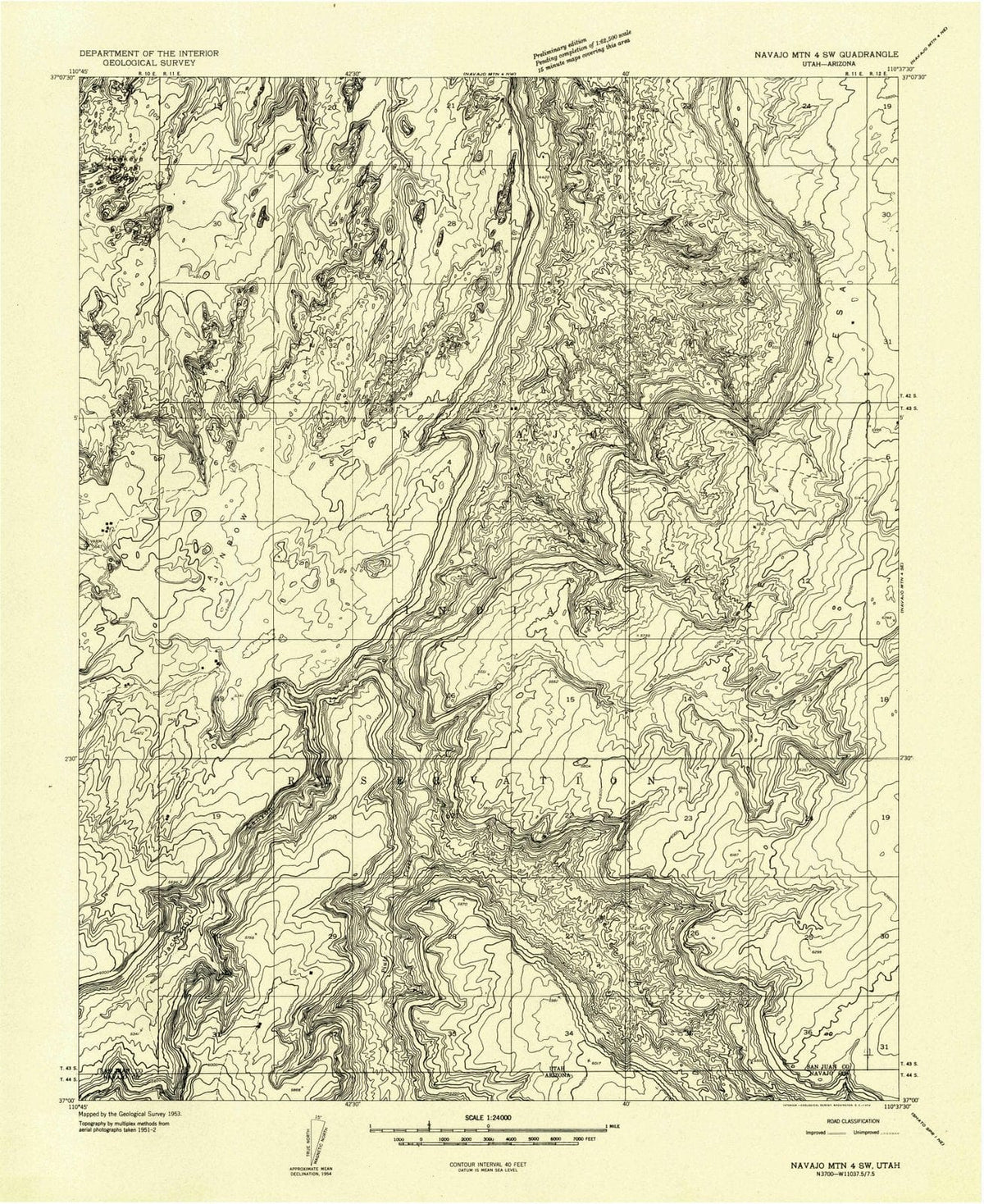 1953 Navajo Mountain 4, UT - Utah - USGS Topographic Map v2