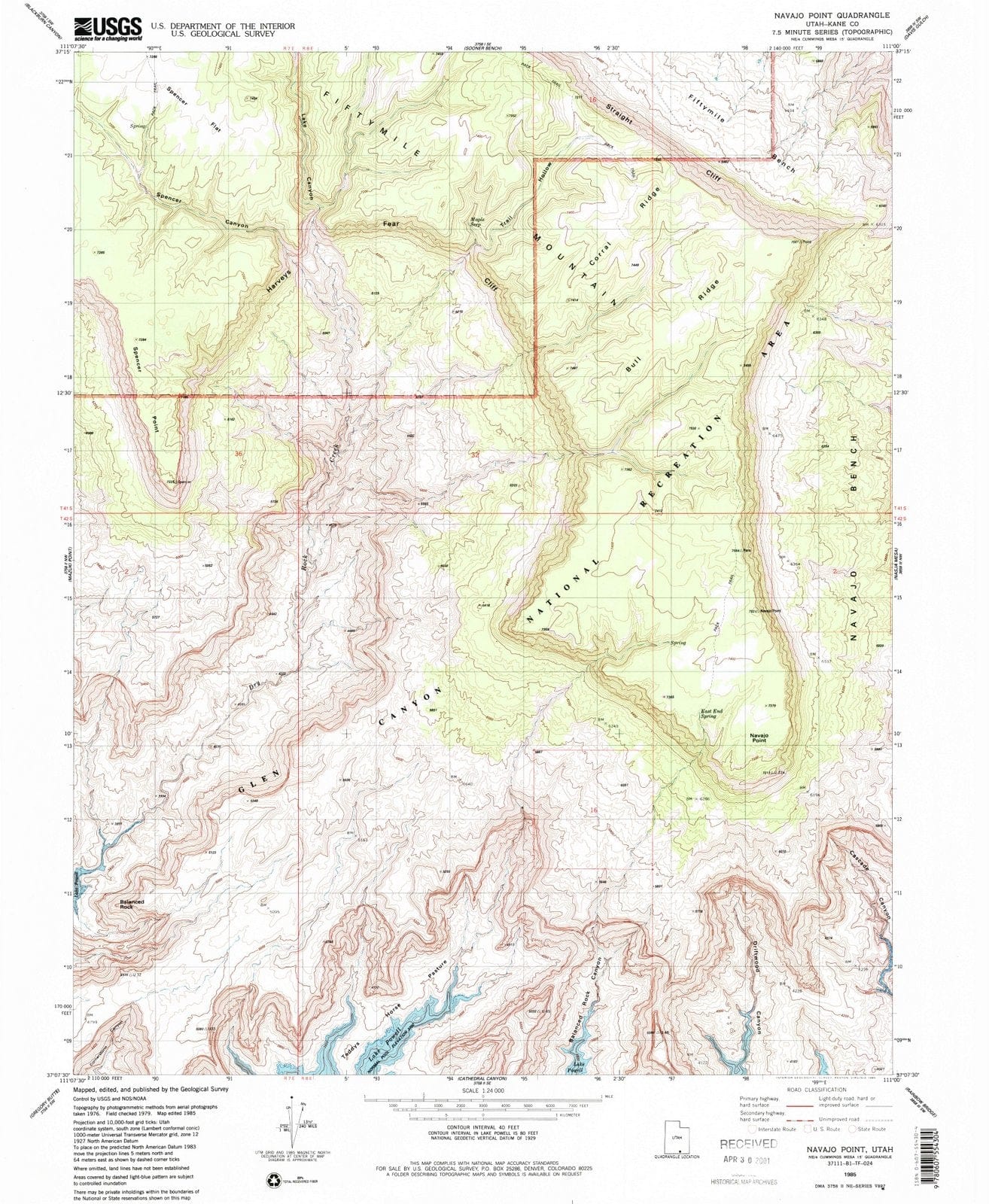 1985 Navajo Point, UT - Utah - USGS Topographic Map